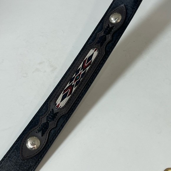 Genuine Leather Size 40 Made in Mexico Black Western Cowboy Belt Silver Buckle - Picture 7 of 9